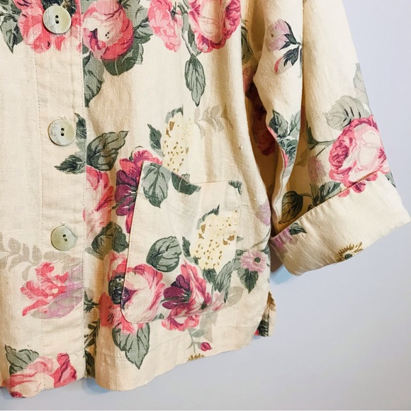Carol Anderson Collection Linen Vintage Floral Button Blazer Jacket Size Medium - Picture 16 of 16